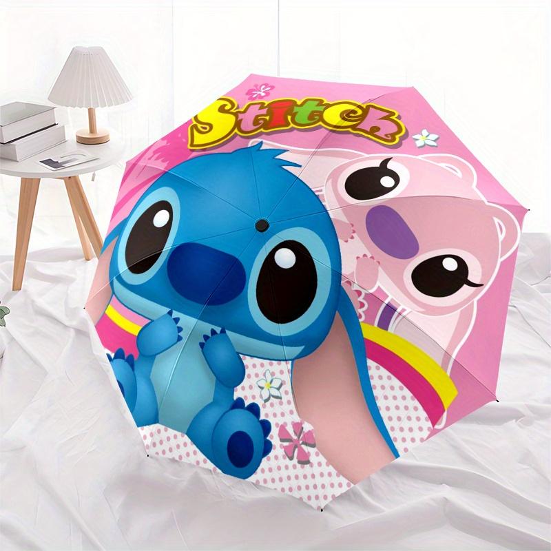 Stitch, Lilo Automatic Opening and Closing Umbrella - 8 Ribs Portable Folding Umbrella with Plastic Handle, Suitable for Leisure and Hallowe