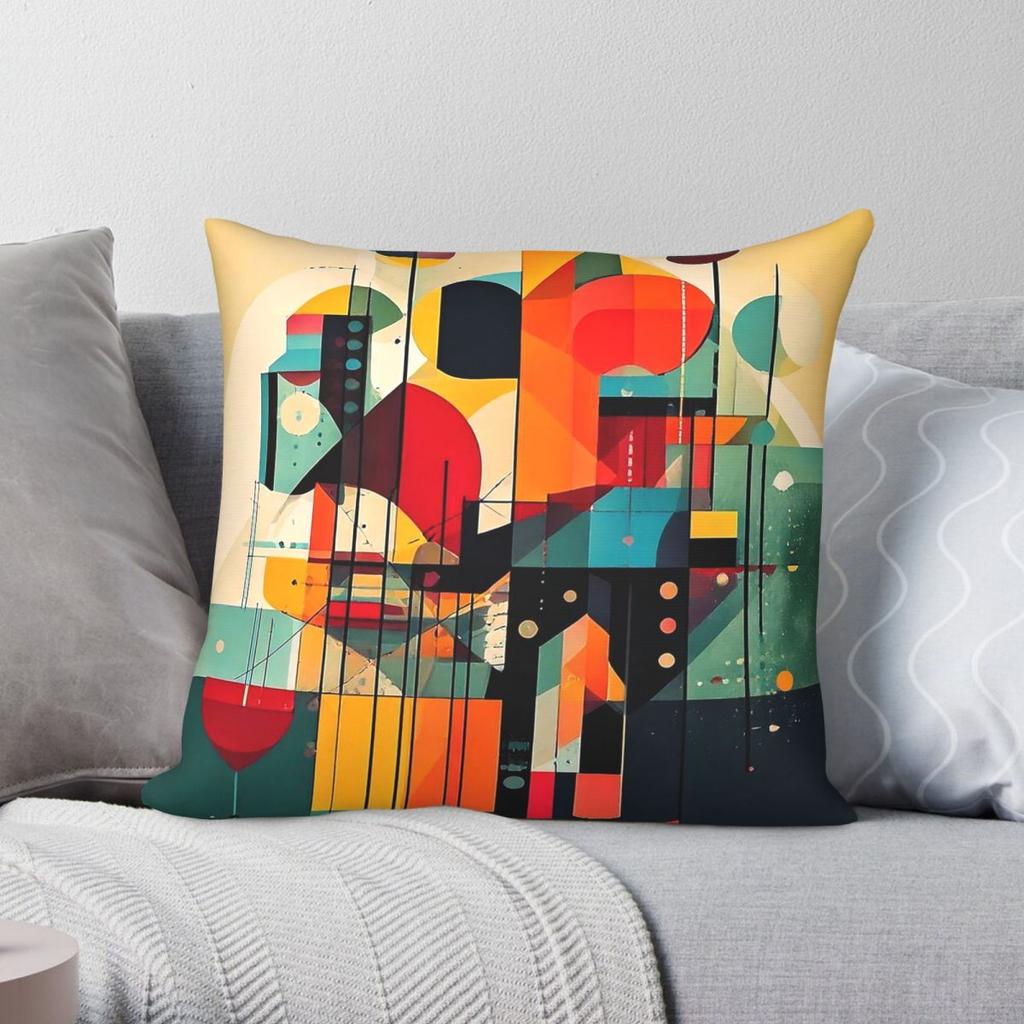 Federa Cuscino Quadrata Forme Audaci Bauhaus Retrò Poliestere Lino Velluto Stampata Cerniera Decorativa Federa Cuscino da Lancio Copricuscino per Auto