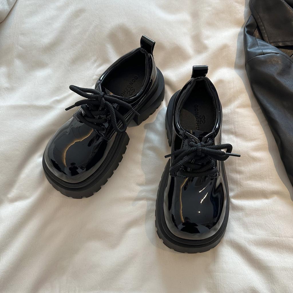 Retro big head small leather shoes women's 2025 spring and autumn new small height-increasing platform shoes British style loafers