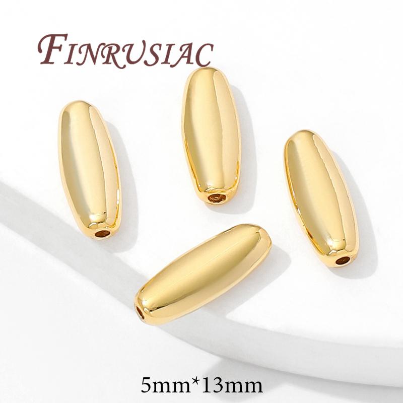 

5mm*13mm Rice Shape Beads 18K Gold Plated Beads Separators,Bracelets Accessories,DIY Jewelry Making Supplies,Metal Beads 5 pcs