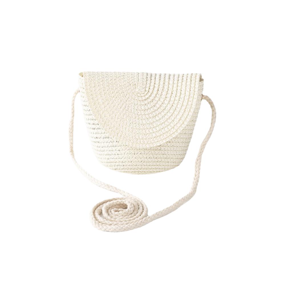Pure Color Children Straw Bag Handmade Rattan Bag New Handwoven Beach Bag  Women