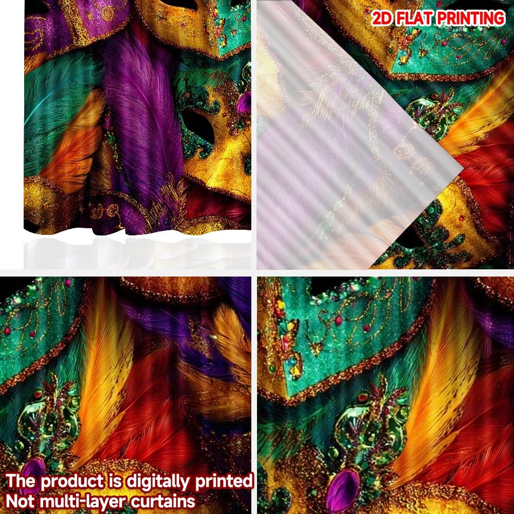 2D Flat Printing 2pcs Curtain Curtains Mardi Gras Colorful Masks(1) Digital Printed Polyester Drapes Party Decorations for