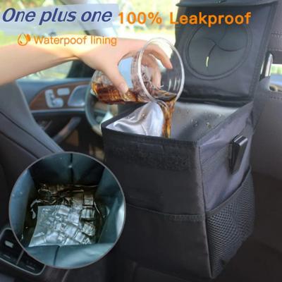 Waterproof Car Trash Can Bin Auto Car Accessories Organizer Garbage Dump For Trash Can Cars Storage Pockets Closeable