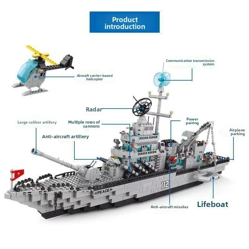 6v1 Vojenská stavebnice Námořní válečná loď Armádní tank Letadlo Model lodi Dětské DIY stavebnice Vánoční narozeninový dárek