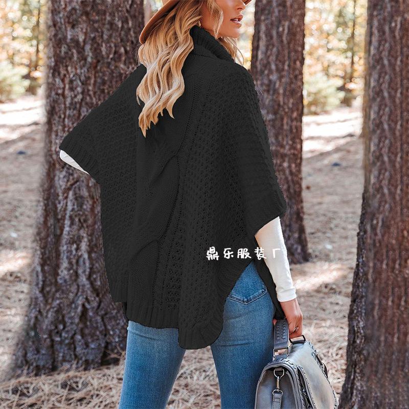 Autumn and winter new temu hot sale turtleneck twist shawl loose crew neck sweater