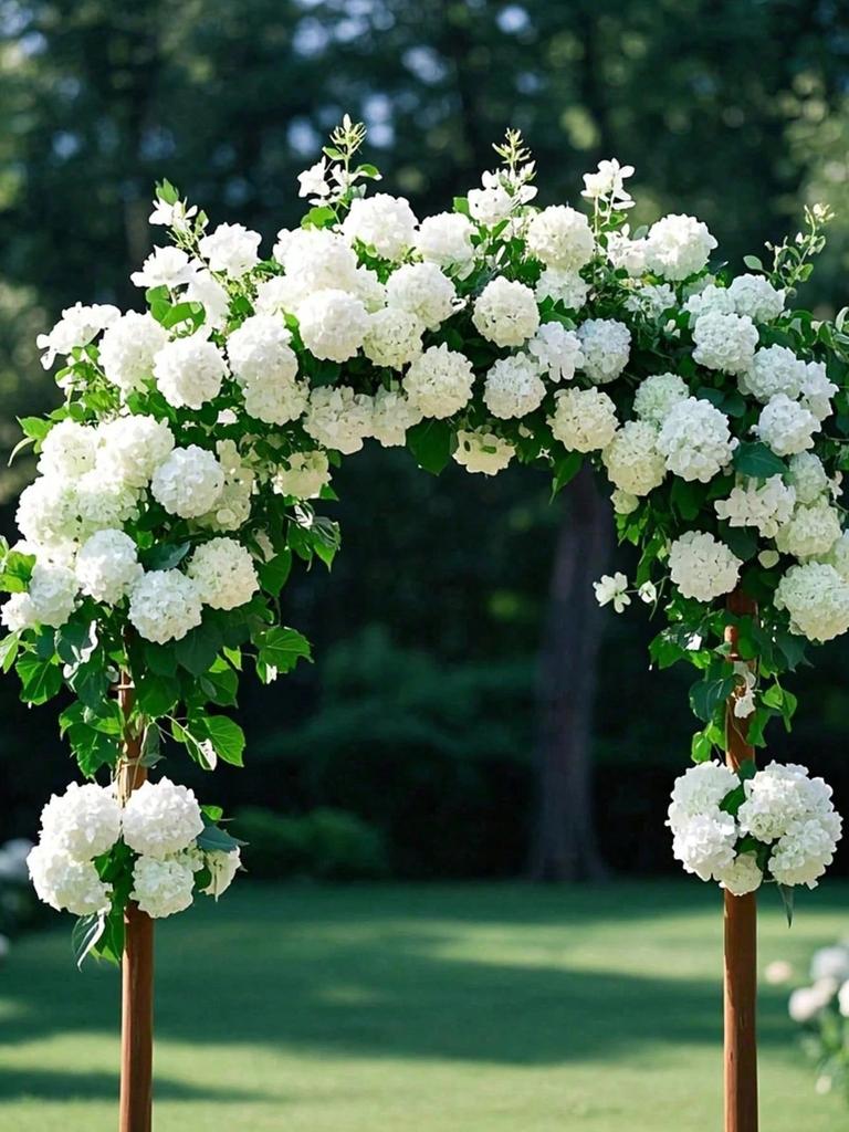 3/6PCS 22.83in White Embroidered Hydrangea Flowers Fake Plastic Stems for Wedding Party Office, Spring Summer Home Decor