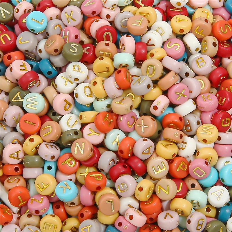 4 * 7Mm Acrylic Letter Bead Flat Bead Handmade Diy Children'S Early Education Beaded Jewelry Accessories Bracelet