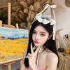 Cute Style Embroidery Mesh Birthday Hat Cone Hats with Ribbon Princess Hat Hair Clips Birthday Crown Photography