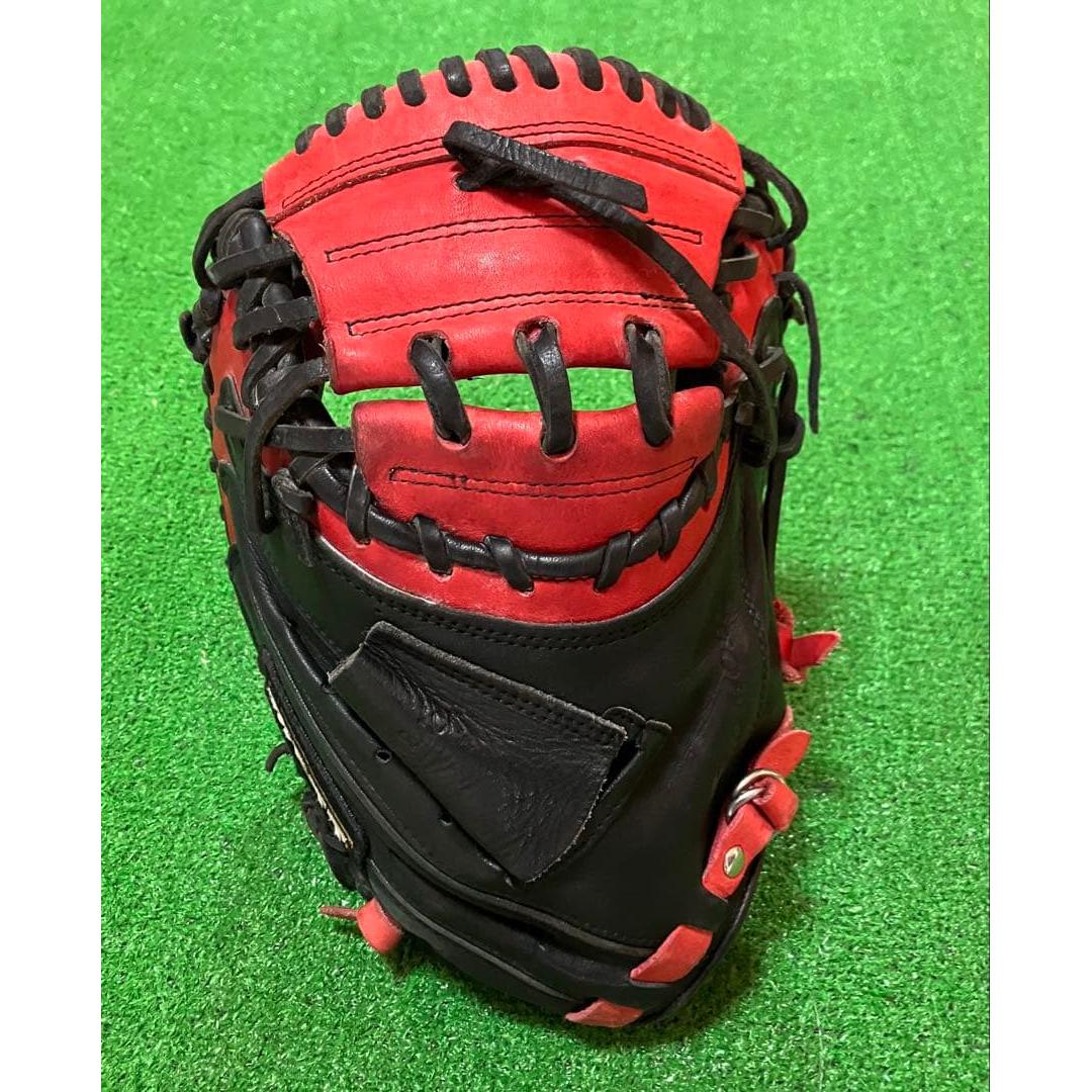 Used General Softball Catcher s Mitt ZETT Red Black Catcher for Adults Right-handed pitcher