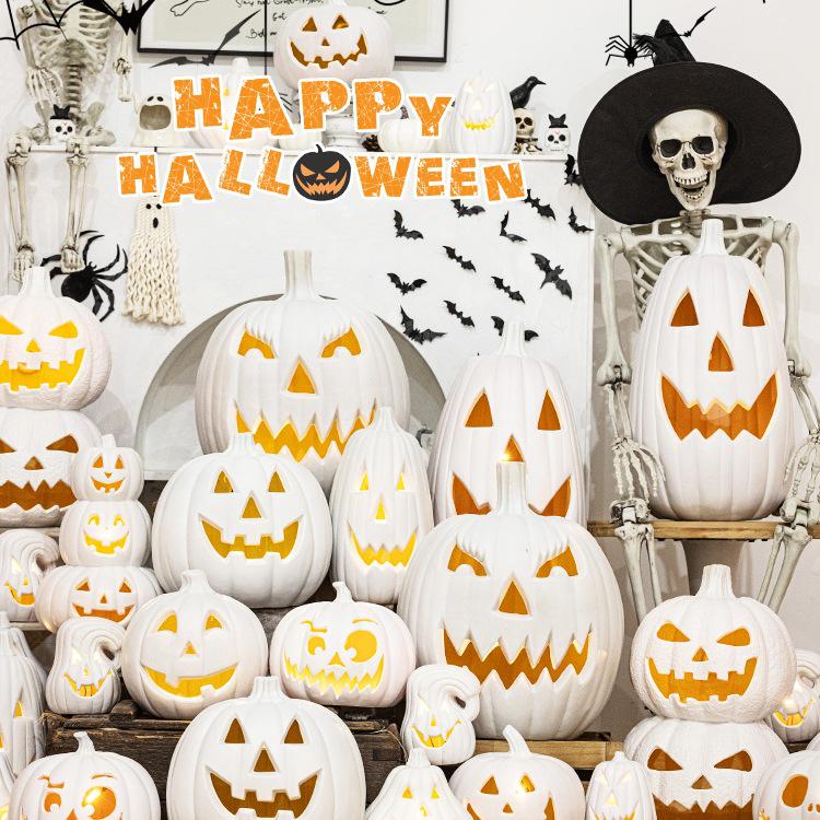 Luminous White Pumpkin Lantern: Large Halloween Decoration for Shopping Malls & Theme Events