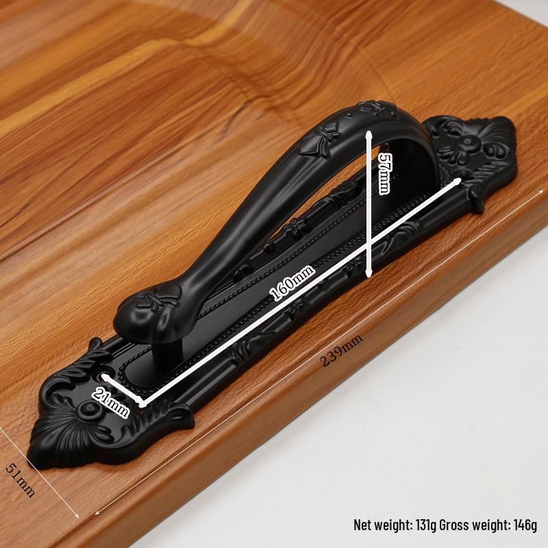Black Exposed Handle: Easy-to-Install Large Wooden Door Handle for Cabinets and Rooms