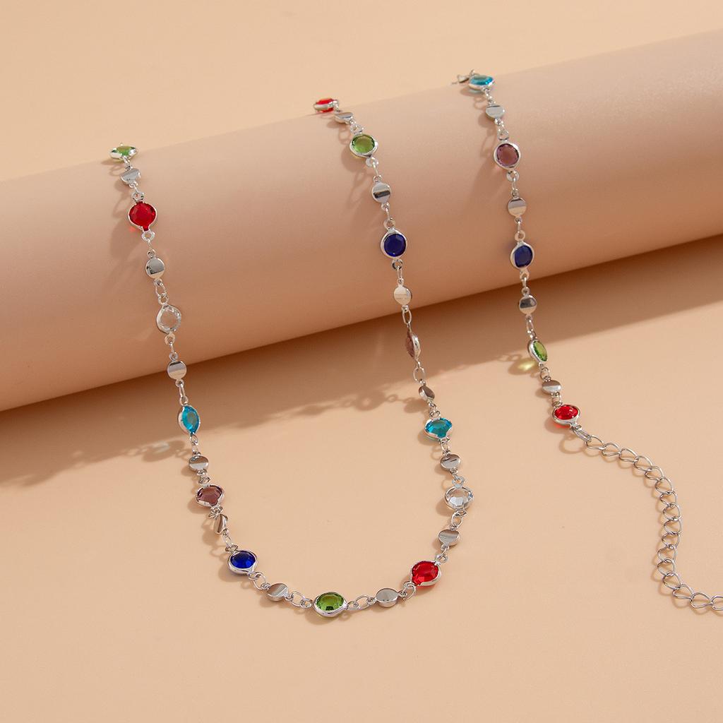 Accessories ins Color Crystal Handmade Body Chain Women, Simple Single Layer Versatile Beach Waist Chain