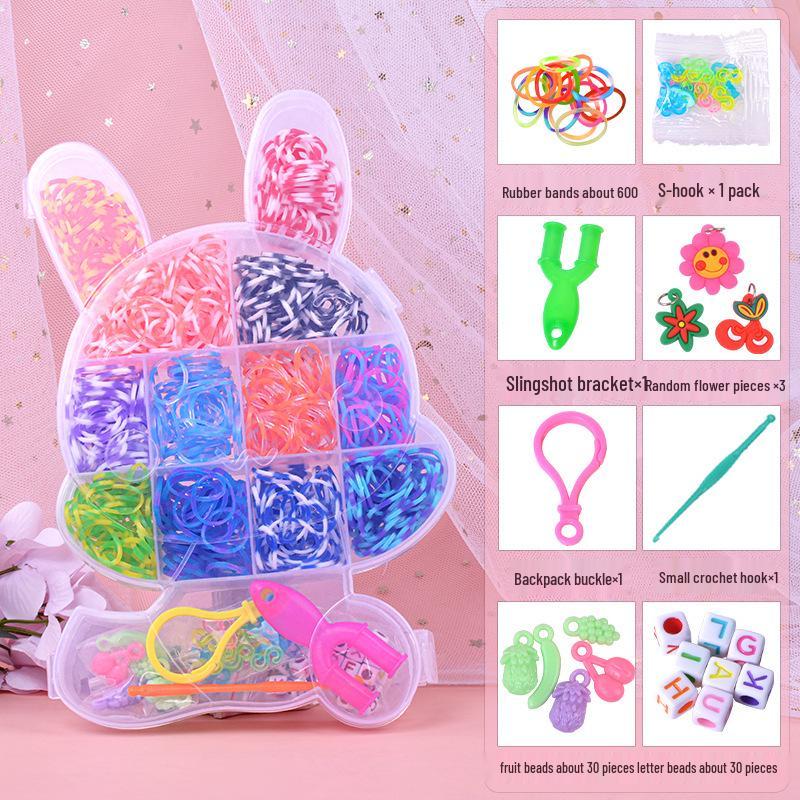 Stav na gumičky Rainbow pro děti - DIY náramek hračka s 28, 32 mřížkami