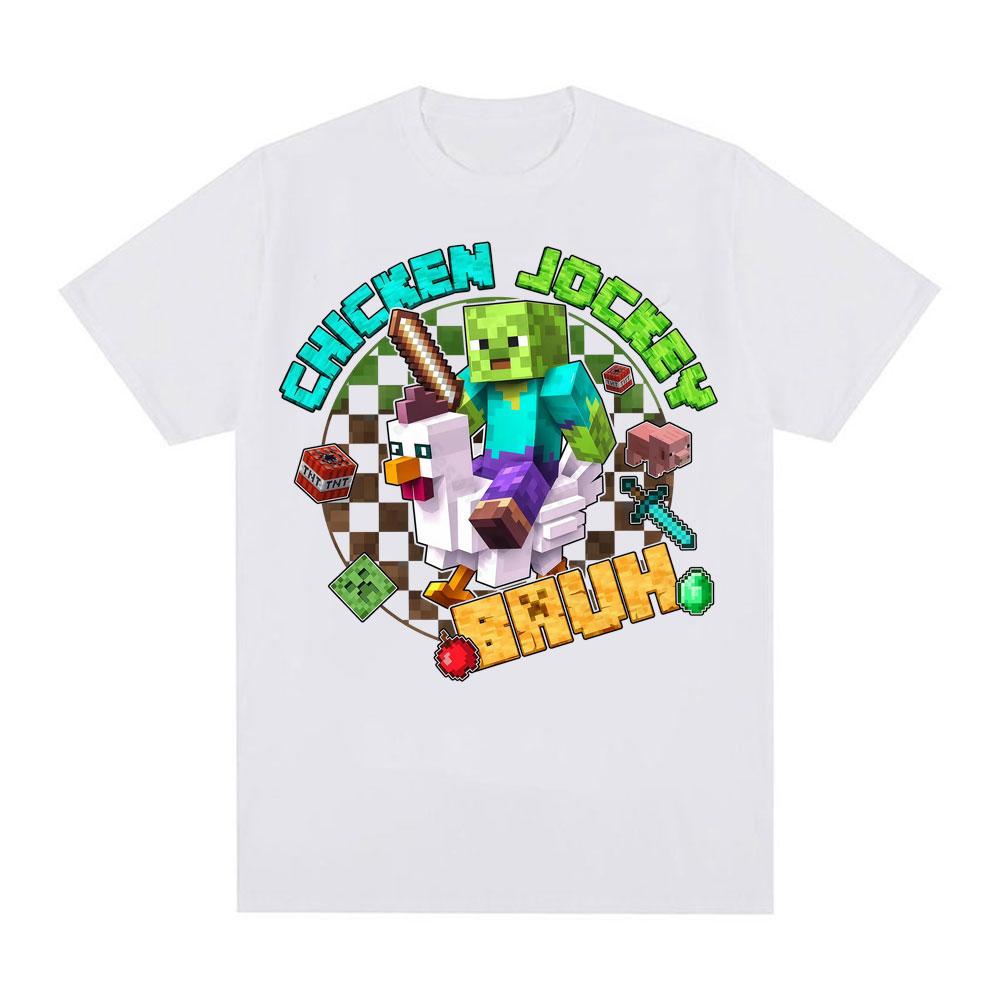 2025Trendy Chicken Jocke Zombie Riding Chicken Meme Unisex Women Hip Hop Trending Gothic Oversized 100 Pure Cotton Printed T Shirt