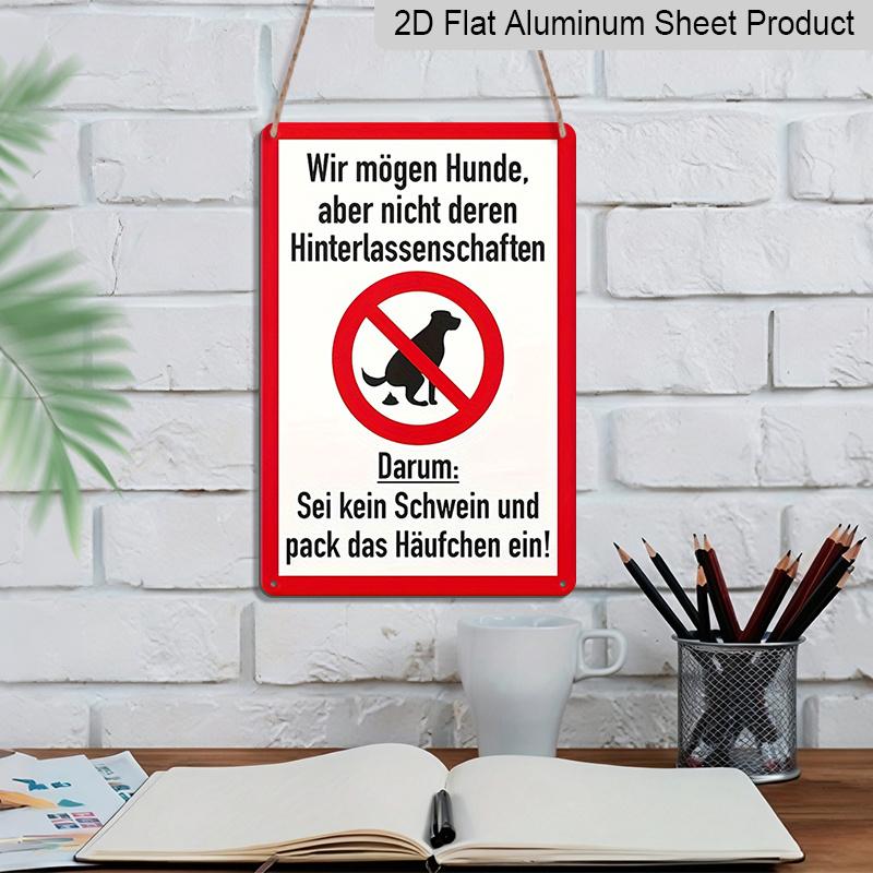 2D Flat Vintage German "No Dog Poop" Metal Sign - Rustic Wall Decor for Home & Garden, Durable Indoor/Outdoor Use, Perfect for Beer Enthusiasts, Dog