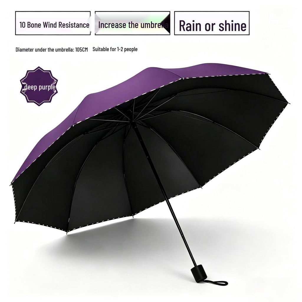 Extra-Large Folding Double Person Sunshade Umbrella with Black Glue Protection