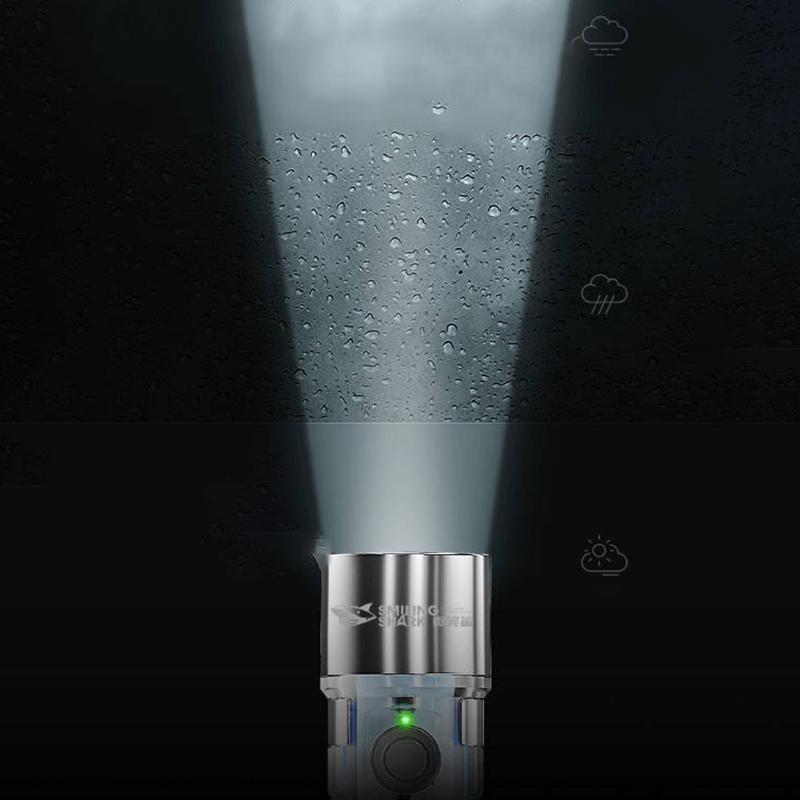 Smiling Shark Led Mini Strong Light Rechargeable Flashlight Super Bright Multifunctional Keychain Outdoor Warning Home