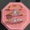 Luxuriant Exquisite 3Pcs Set Rings For Women Sparkling Cubic Zirconia Wedding Engagement Accessories Statement Jewelry
