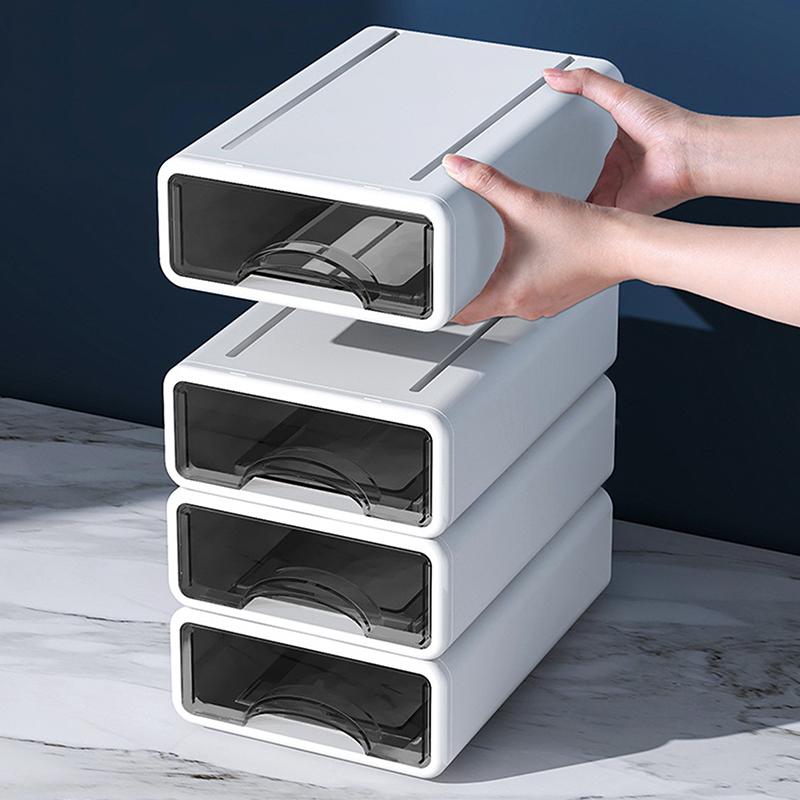 Plastic Box Desktop Organizer Drawer Makeup Storage Box Stackable Jewelry Container Office Finishing Organizer Box