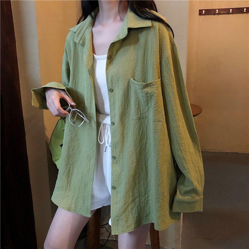 Women's Summer UV Protection Ice Silk Cardigan – Loose Fit, Breathable, Solid Color, Long-Sleeve, Plus Size