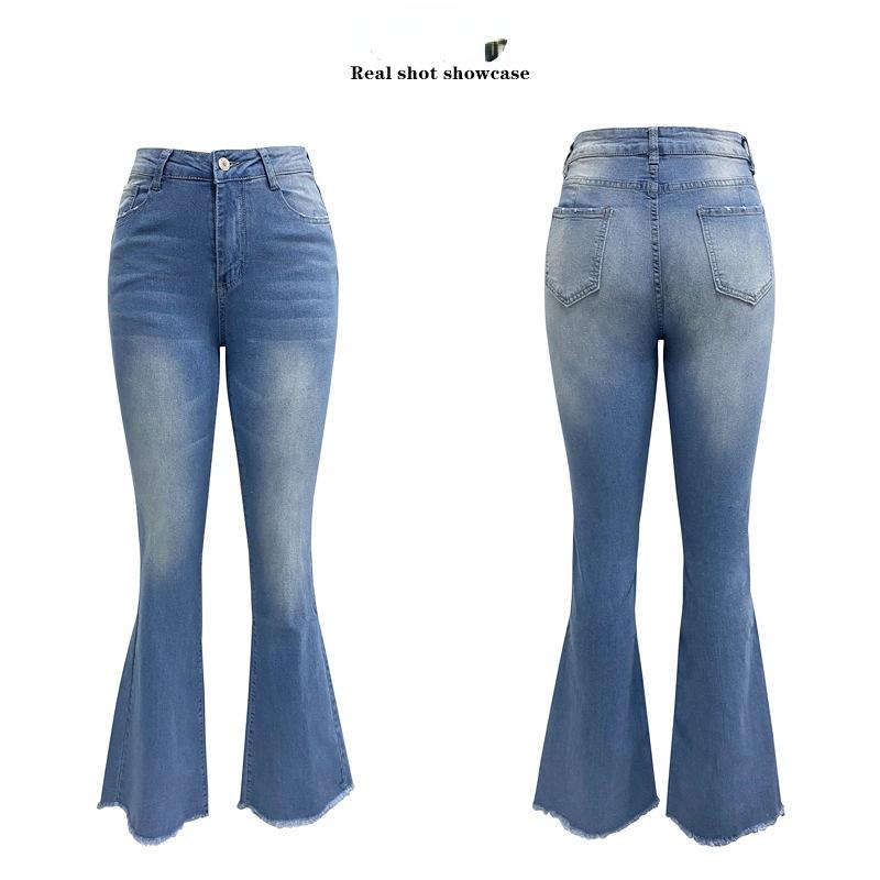 Nové temperamentní elastické džínové jednobarevné mikro kalhoty s vysokým pasem dámské džíny