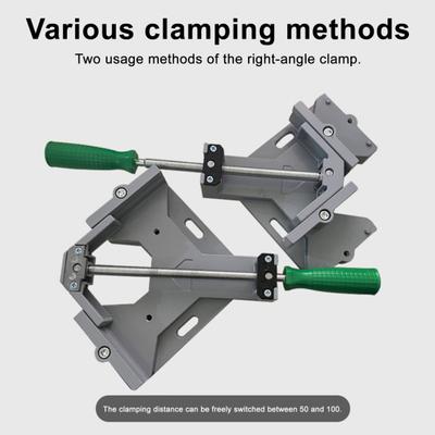 90-Degree Corner Clamp Woodworking Tool Ergonomic Handle Adjustable Jaw Aluminum Alloy Frame Angle
