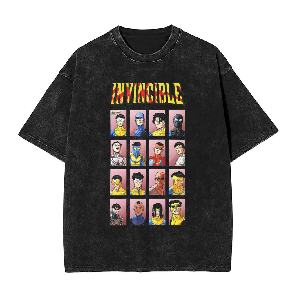 New 2025 Pure Cotton Tv Series Anime Invincible Mark Grayson Tshirt For Men Round Neck Pure Cotton Washed Clothing Neutral