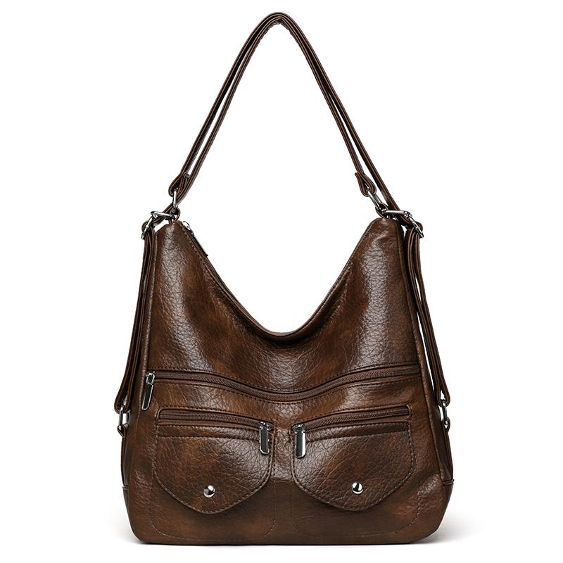 Women's PU Shoulder Bag Middle-aged Mother Bag Crossbody Bag Multifunctional Backpack