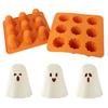 Halloween Lebensmittelgeeignete Silikon-Geisterform Einfaches Entformen Schokolade Eiswürfel Pudding Gummibärchen Süßigkeiten 3D Geisterform