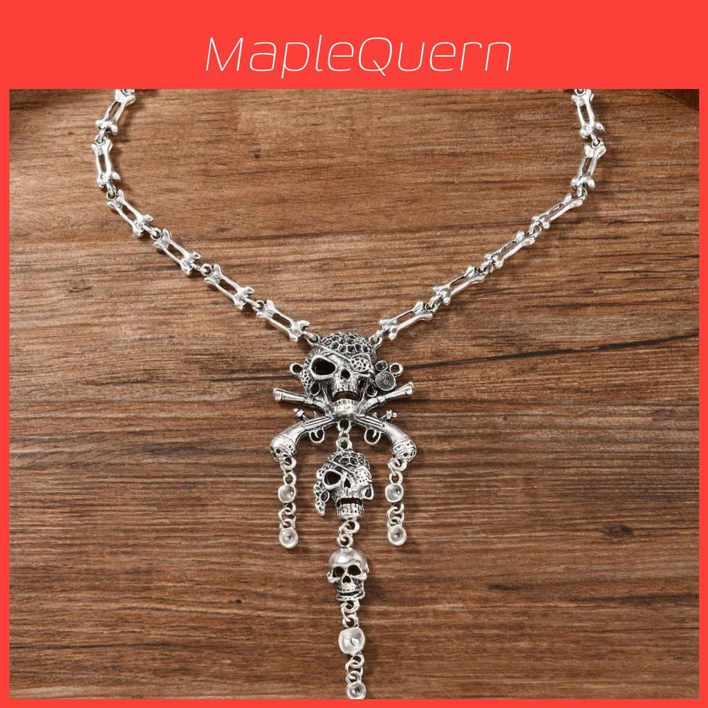 Vintage Pirate Skeleton Necklace With Zinc Alloy Pendant For Gothic Gothic Fashion