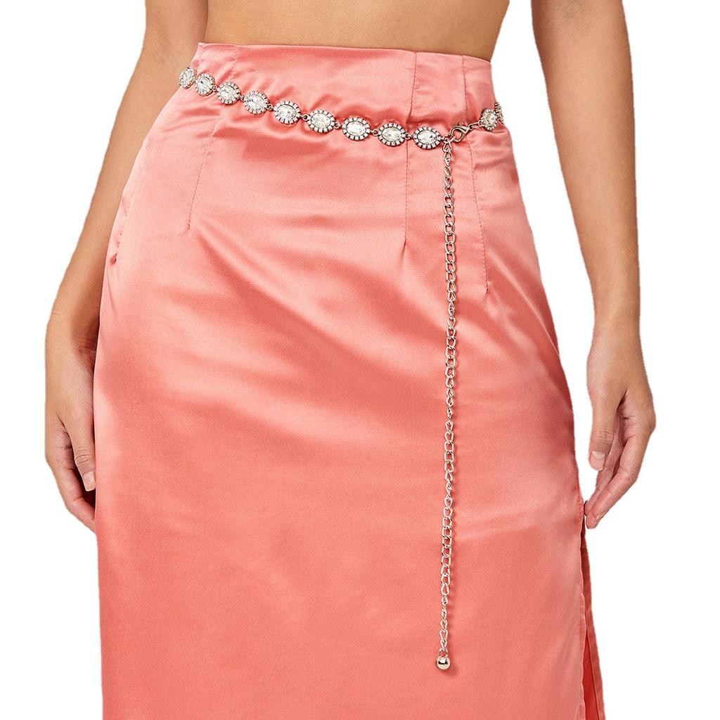 Rhinestone Waist Chain Metal Accessories Belt With Skirt Dress Waist Chain Decoration Thin Belt Tide