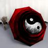 Yin Yang, Red Background Themed Automatic Opening and Closing Umbrella, Brightly Colored 8-rib Portable Umbrella, Suitable for Men and Women