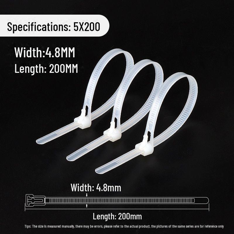 Reusable Nylon Cable Tie with Releasable Buckle - Black & White