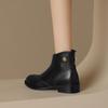 Concise Retro Women Ankle Boots High-heeled Genuine Leather Shoes Woman 2024 Autumn Winter Basic Office Lady Short Black Boots