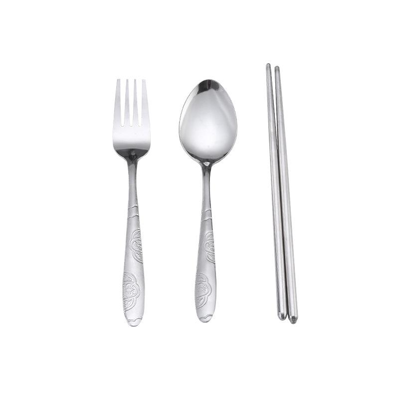 3Pcs Stainless Steel Dinnerware Set Tableware Chopsticks Fork Spoon Eco-Friendly Travel Cutlery Set Utensil Box Chopsticks Set
