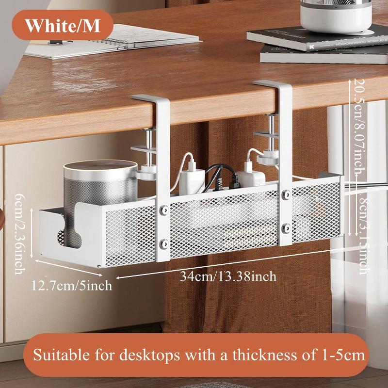 1PCS Under Desk Cable Management Tray, No Drill Steel Desk Cable Organizers, Wire Management Tray Cable Management Rack