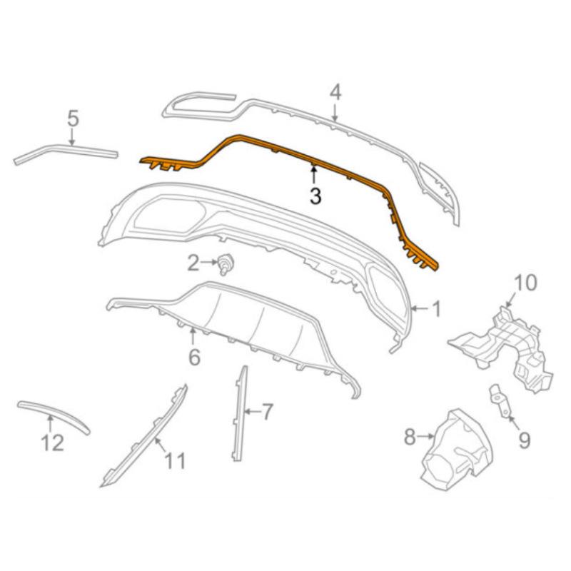 Mercedes C-Class W205 Rear Bumper Chrome Trim Decorative Strip