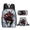 Deadpool 3pcs Student School Bag Backpack Lunch Bags Pencil Case Gifts Kids