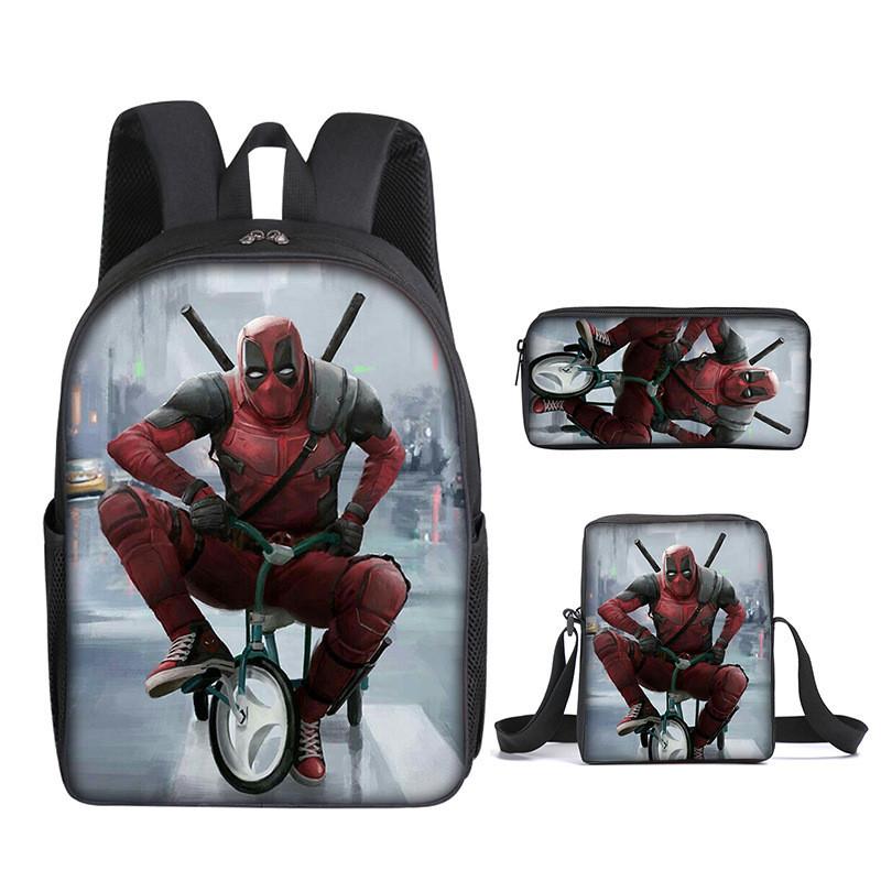 Deadpool 3pcs Student School Bag Backpack Lunch Bags Pencil Case Gifts Kids