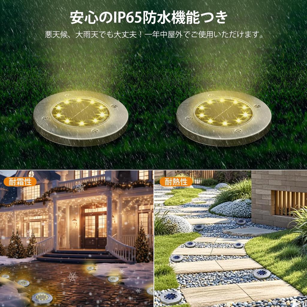 Solar-Powered Garden Lights, Recessed Outdoor Lighting, Aluminum Alloy, In-Ground Mount, IP68 Waterproof, Solar Powered, Automatic OnOff, Light