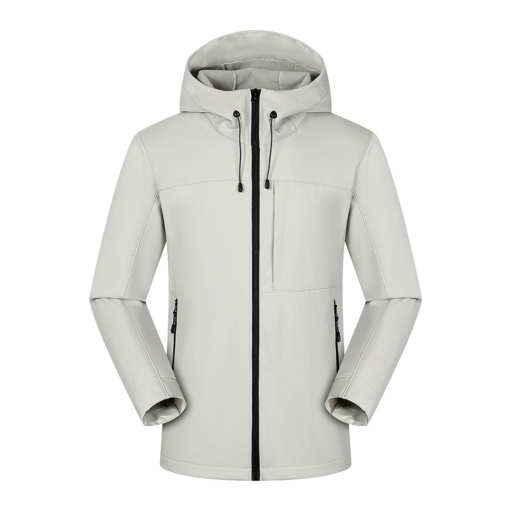Men's Windproof Waterproof Jacket with Velvet Hood - Trendy Thick Soft Shell for Fall & Winter