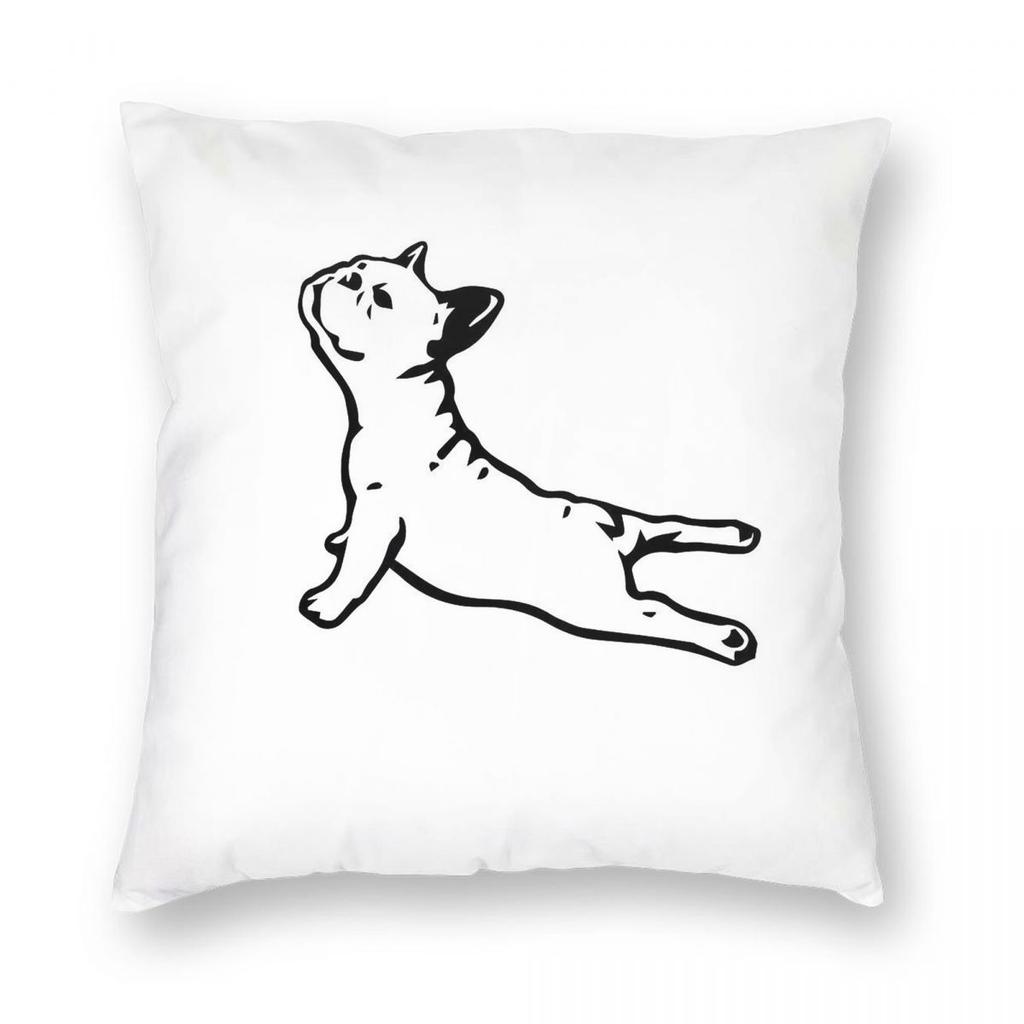 French Bulldog Yoga Square Pillowcase Polyester Linen Velvet Creative Zip Decorative Throw Pillow Case Car