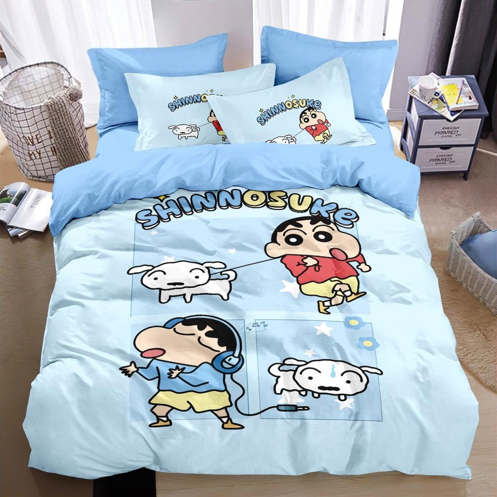 Cartoon Crayon Shin chan ,Mikrofaser Bettwäschesets, Kinderbettwäsche mit Reißverschluss Raumdeko Bettbezug für Jugendliche Erwachsene