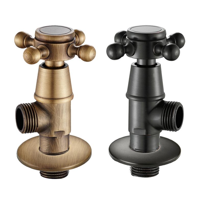 Antikes Messing Geschnitzt Retro Verdickt Schwarz Explosionsgeschützt Heiß/Kalt Eckventil