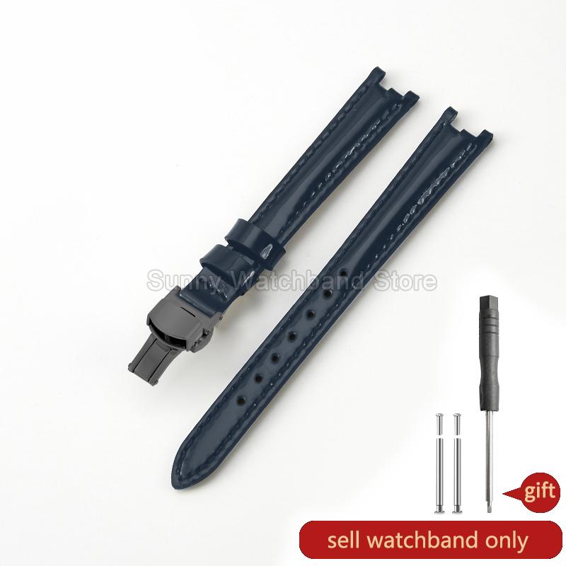 Concave Interface Design Women's Genuine Leather Watch Accessories 12mm for Tissot 1853 Flamingo T094210 Series Watch Strap