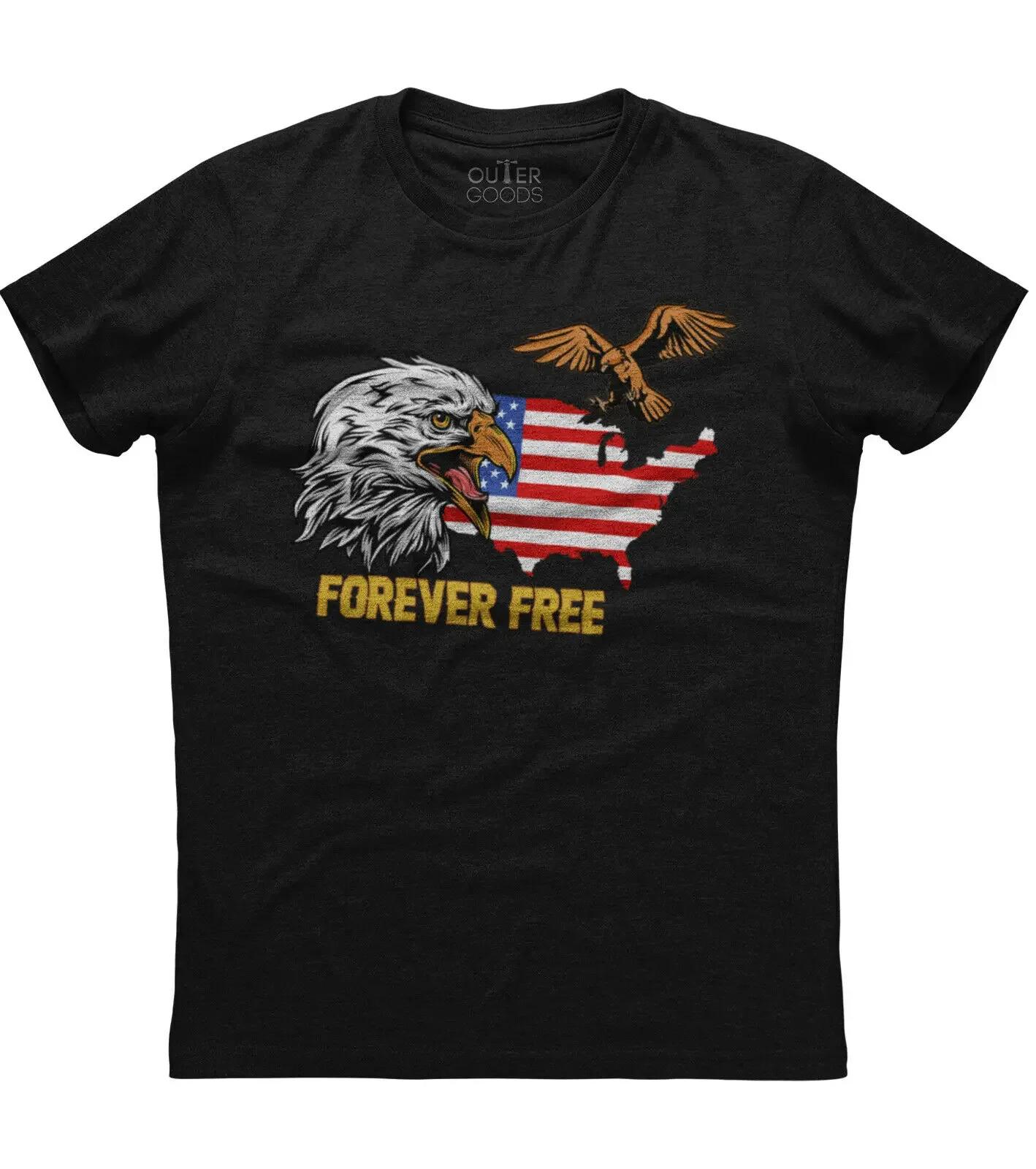 

Forever Free American Map Flag and Bald Eagle Graphic Printed TShirt Summer Cotton ONeck Short Sleeve Mens T Shirt New S3XL S