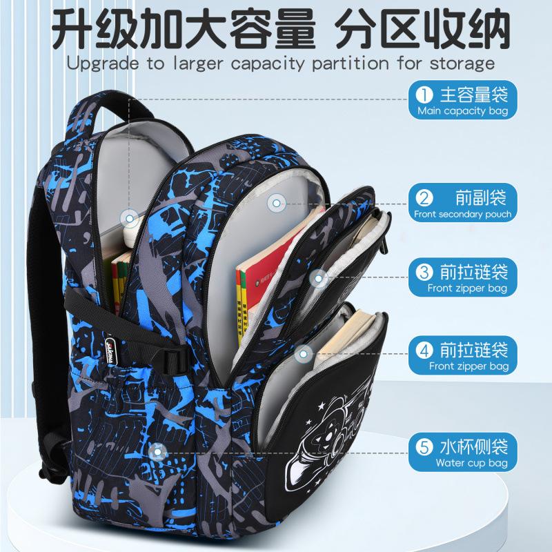 School Bag For Elementary School Students Solid Color Graffiti Large Capacity Children Backpack 3Pcs Set Backpack