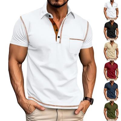 Sommer herren kurzarm polo-shirt mode herren revers t-shirt tops farbe blockieren polo männer