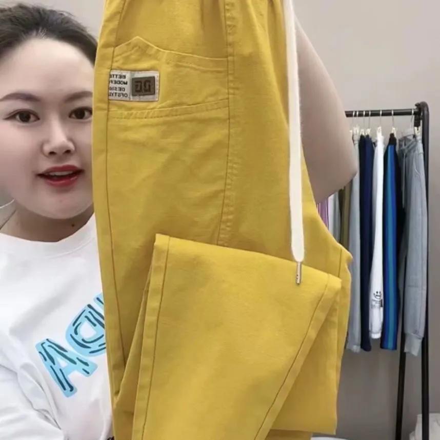 Women's Summer Vintage Thin High Waist Harem Pants Loose Cotton Linen Pants Straight Casual Pants