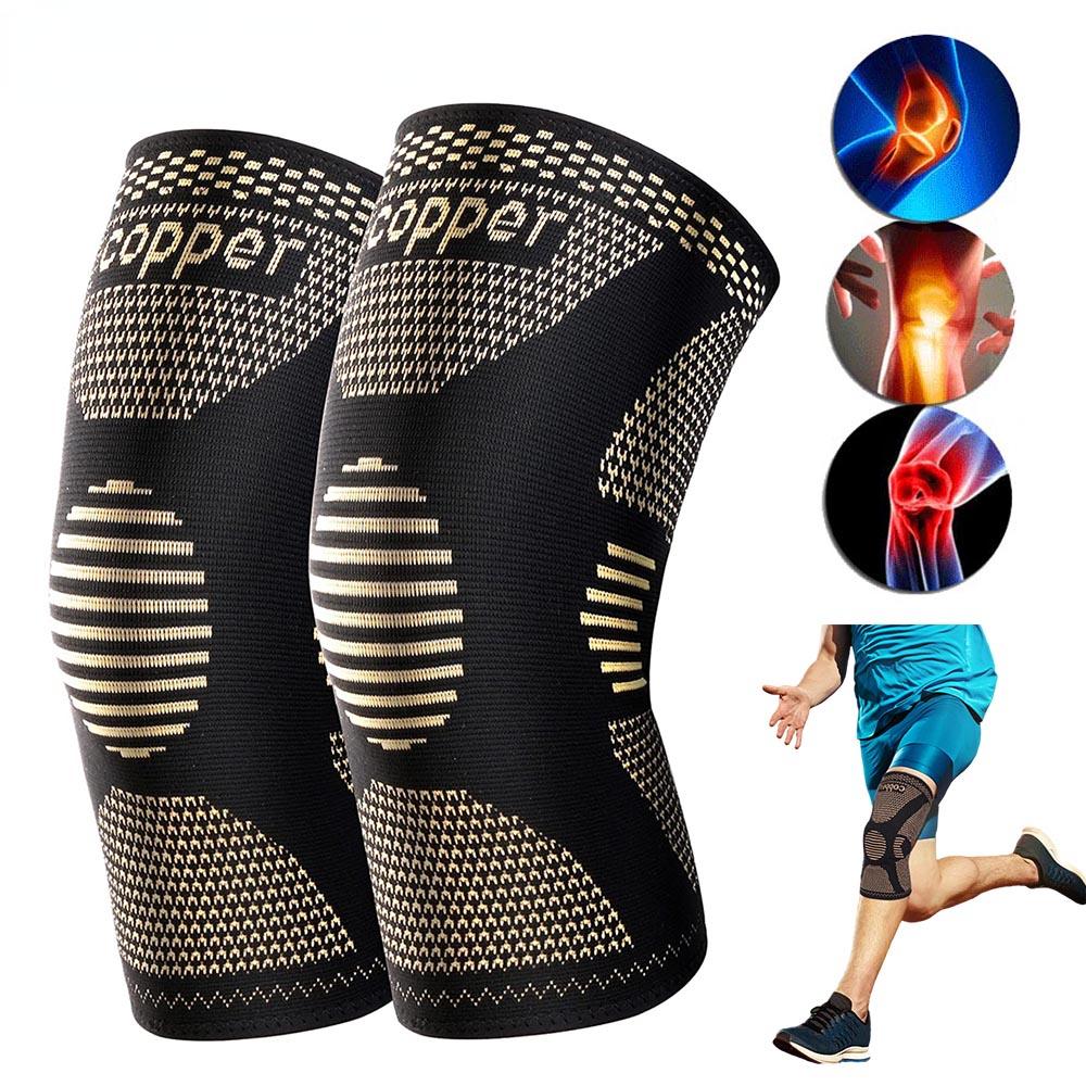Ginocchiere in Rame Maniche a Compressione per Lesione del Menisco LCA Artrite Dolore Articolare Sollievo Supporto per Allenamento Sportivo